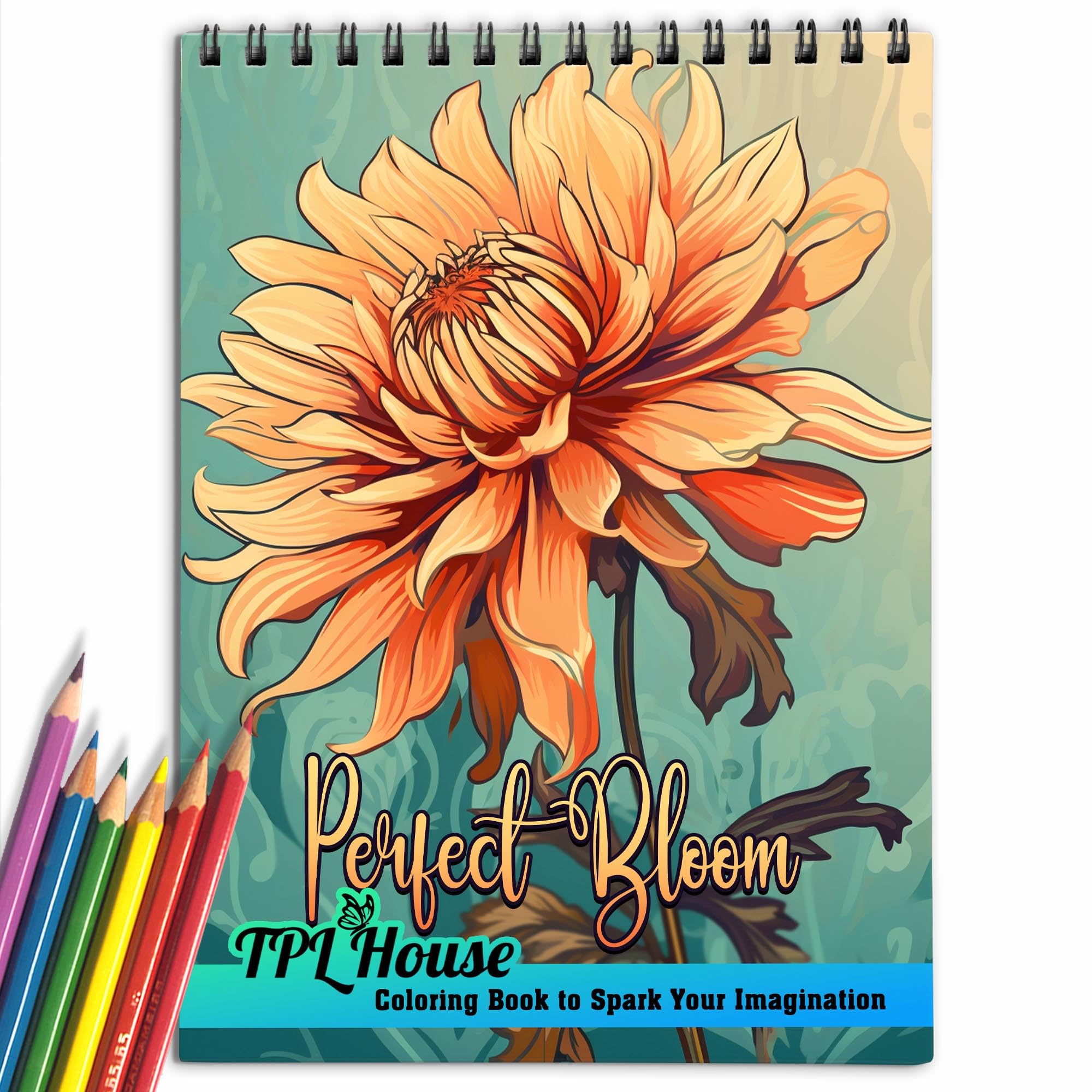 TPLHOUSE Perfect Bloom Coloring Book for Adult Spiral Bound, Softover, 30 Colorful Coloring Pages of Beauty of Flowers for Stress Relief and