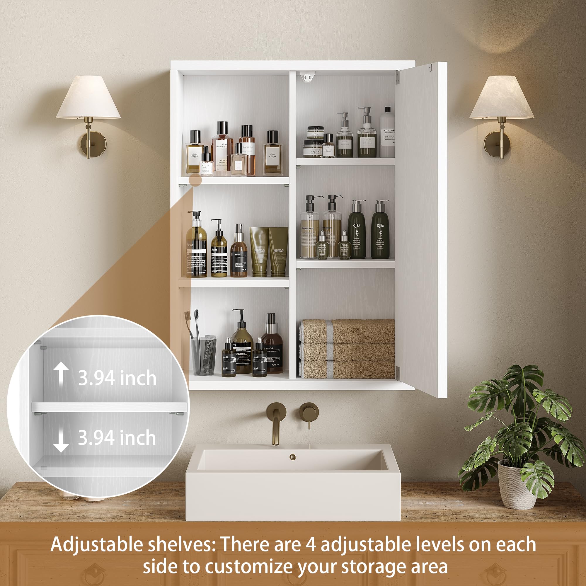 Jensen 781029 Builder Series Frameless Medicine Cabinet with Polished Edge Mirror, 16-Inch by 22-Inch by 3-3/4-Inch