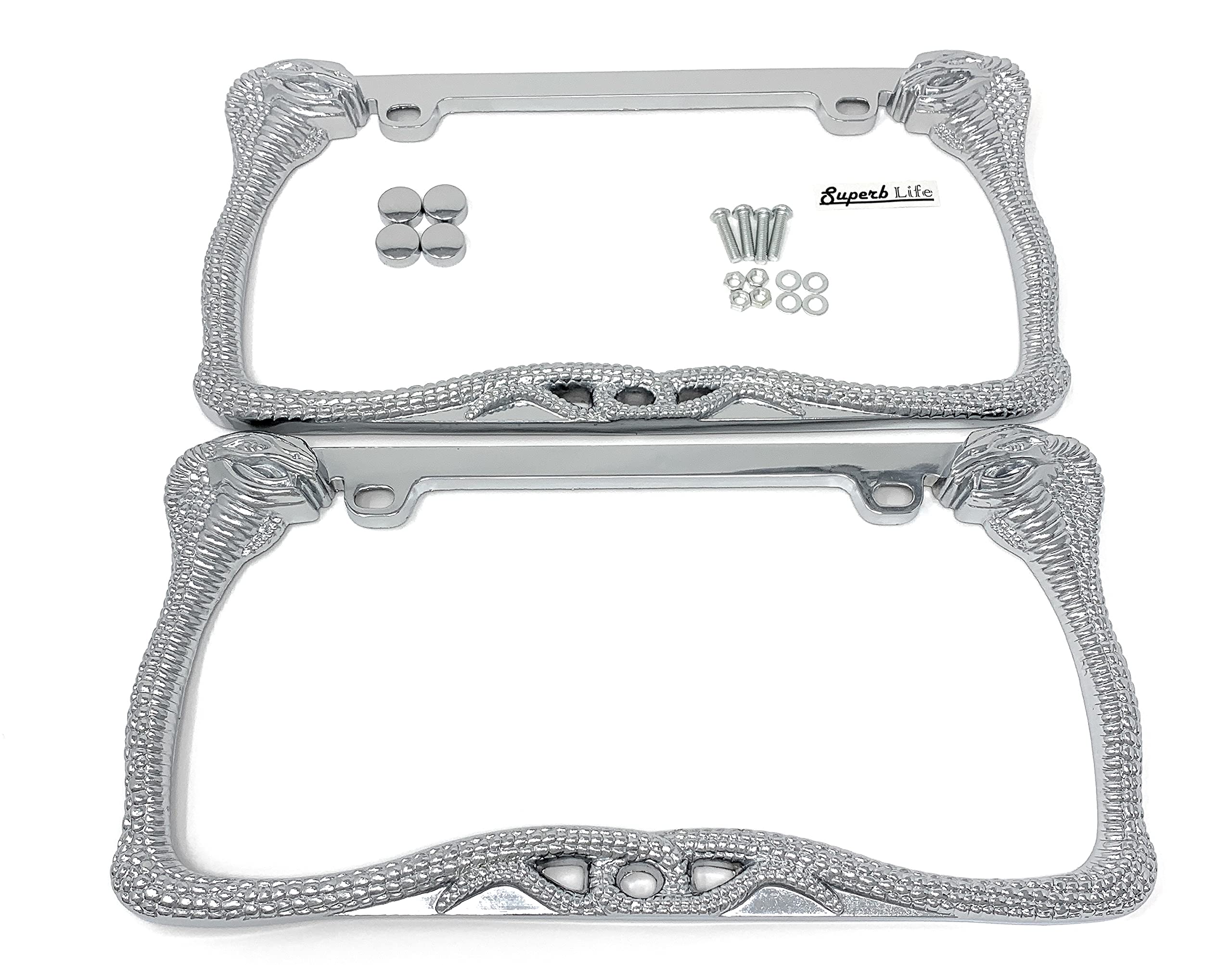 Amazon.com: Cobra Snake Fits Chrome Polished Metal License Plate