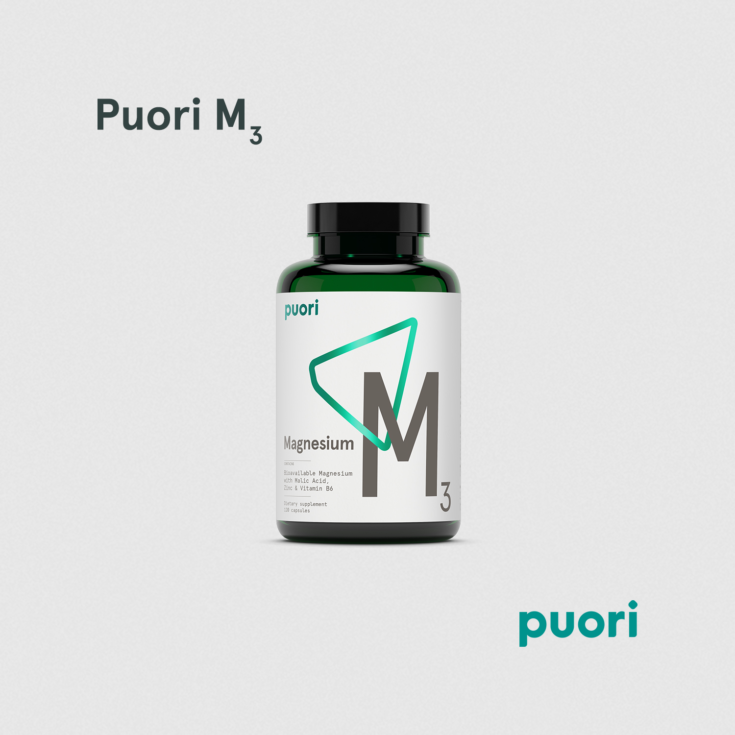 Puori Organic Magnesium Zinc Supplement 300mg x 120 Vegan Capsules