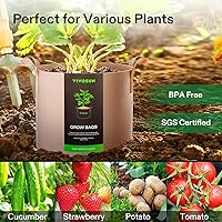 Vista 50 de VIVOSUN - Paquete de 5, 1 galón, bolsas para cultivar de tela no tejida gruesa resistente con asas