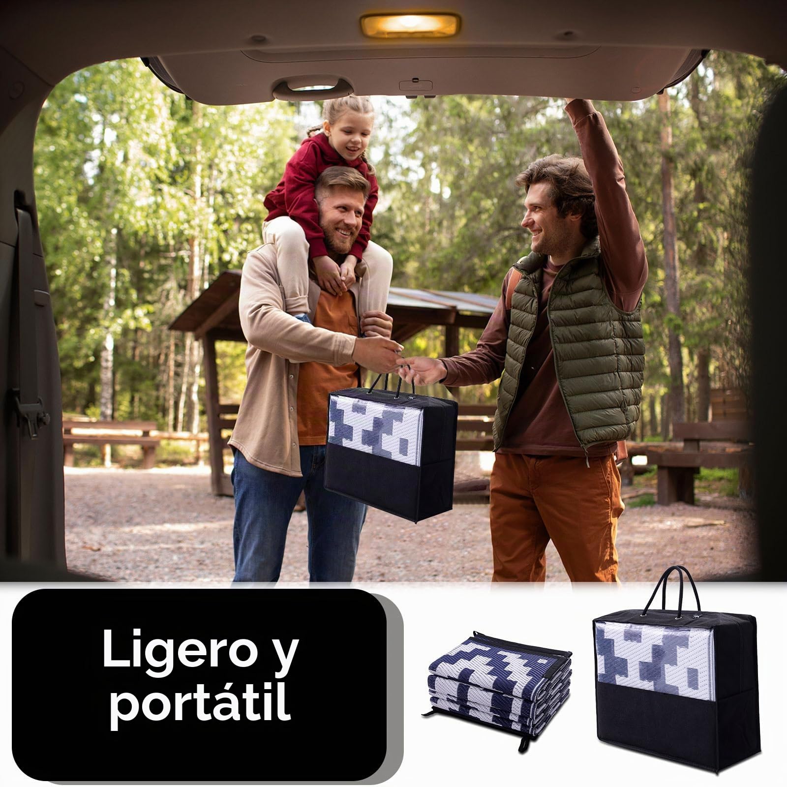 Homaxy Alfombra de exterior resistente a la intemperie, de plástico paja, resistente a los rayos UV, reversible, lavable, para balcón, jardín, terraza, camping, pícnic (150 x 240 cm, azul marino y