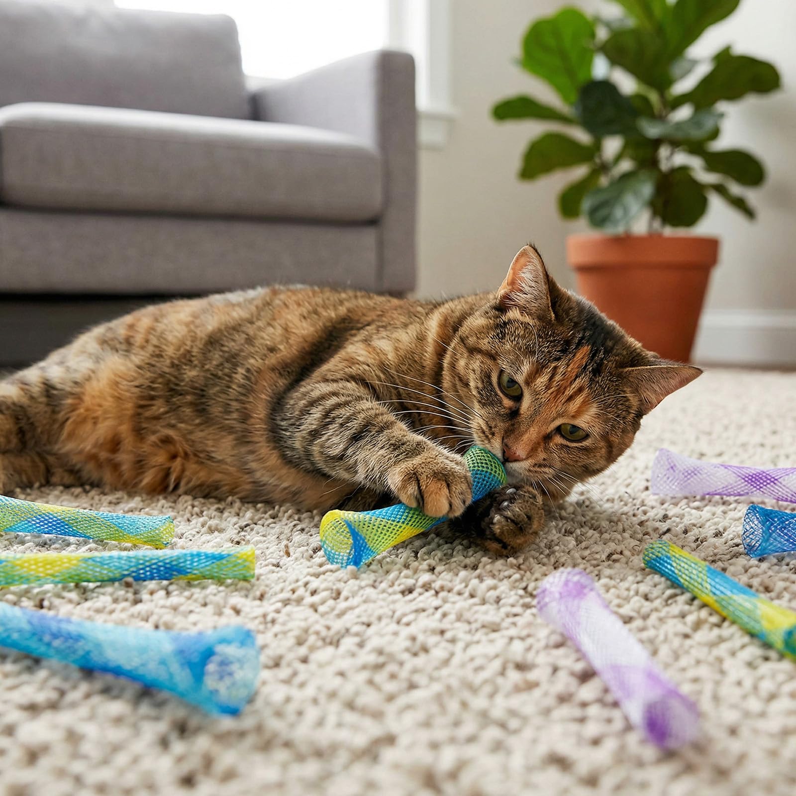 10 sztuk spiralnych zabawek dla kota - zabawka z piórami Cat Tube, kolorowa, kreatywna zabawka z tworzywa sztucznego, odporna na zużycie i gryzienie, elastyczna zabawka dla kotków, interaktywna