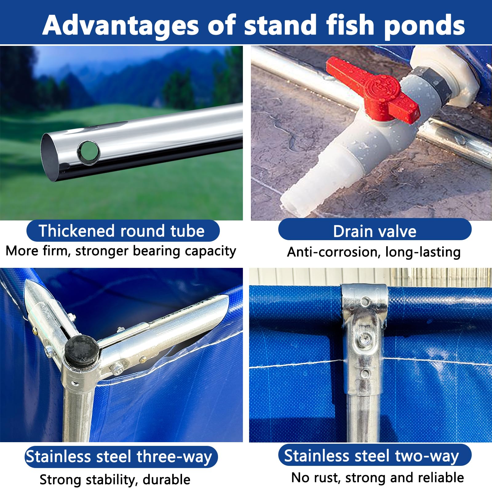 Estanque de Almacenamiento de Agua Plegable, Estanque De Peces De Lona En El Suelo del Estanque De Peces, Piscina de Tela Impermeable para Peces For Patio/Jardín/Casa 1 * 1 * 0.5m