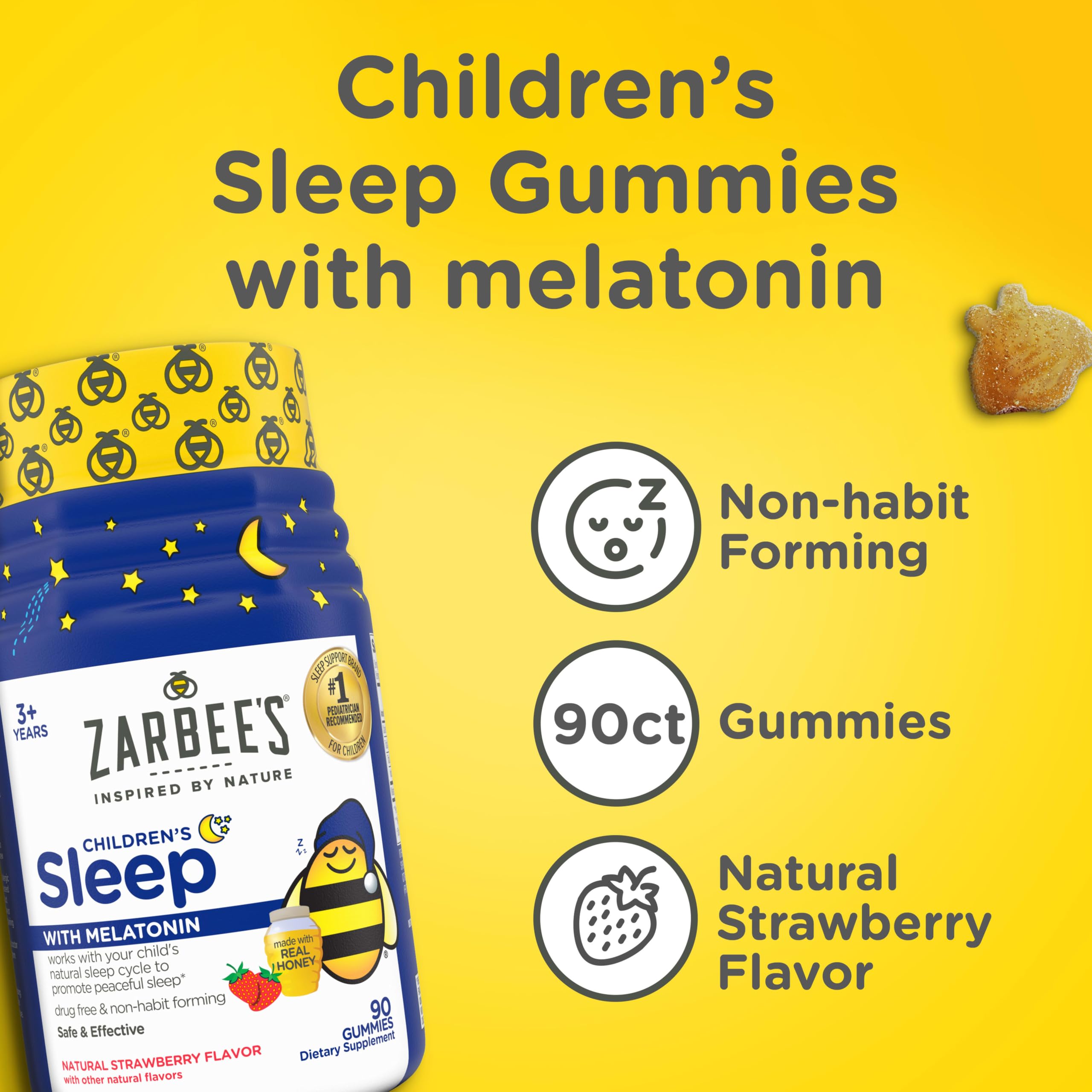 Zarbee's Kids Melatonin Sleep Gummies, 1mg Melatonin, 90 ct — Amazon image 3