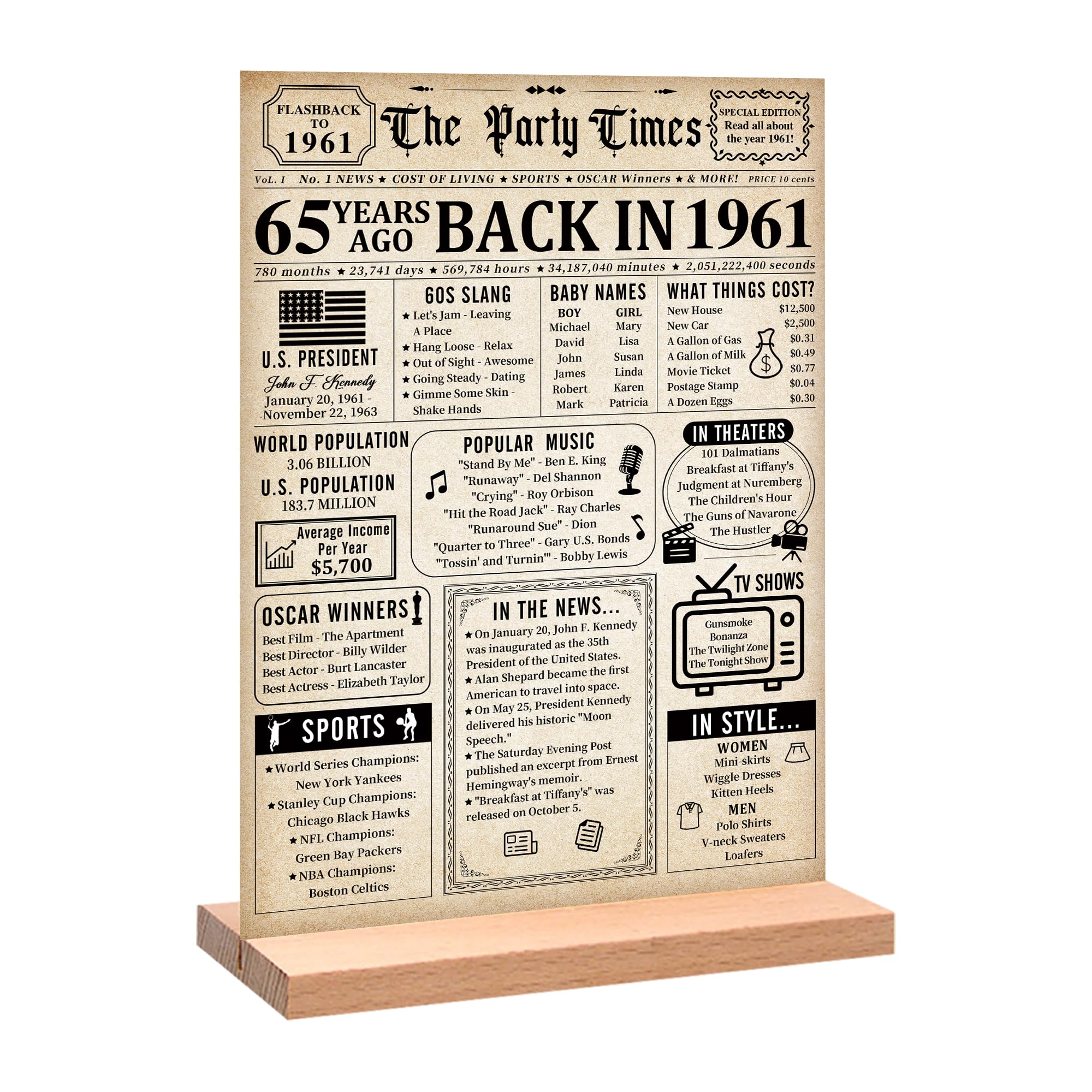 Trgowaul 80th Birthday Decorations Women Men, Vintage Back in 1946 Birthday Poster Acrylic Table Sign with Stand, 80th Anniversary Decor Gifts for Men, Vintage 80 Year Old Party Supplies Decorations — view 11