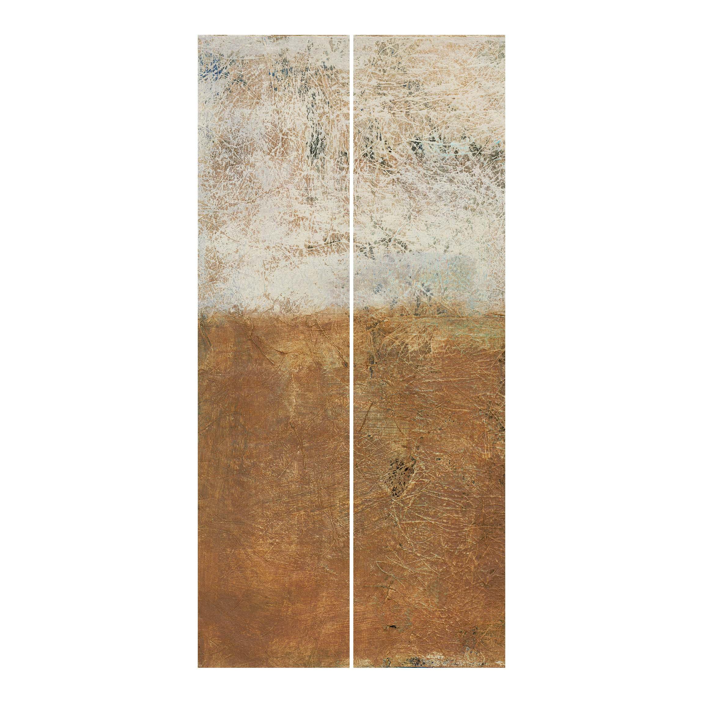 Schiebegardine halbtransparent 60er Paneel Klett Muster Textil lichtdurchlässig - Motiv Abstrakt Flächenvorhang braun Wohnzimmer Schlafzimmer 1228 (120x250 cm - 2er Set)