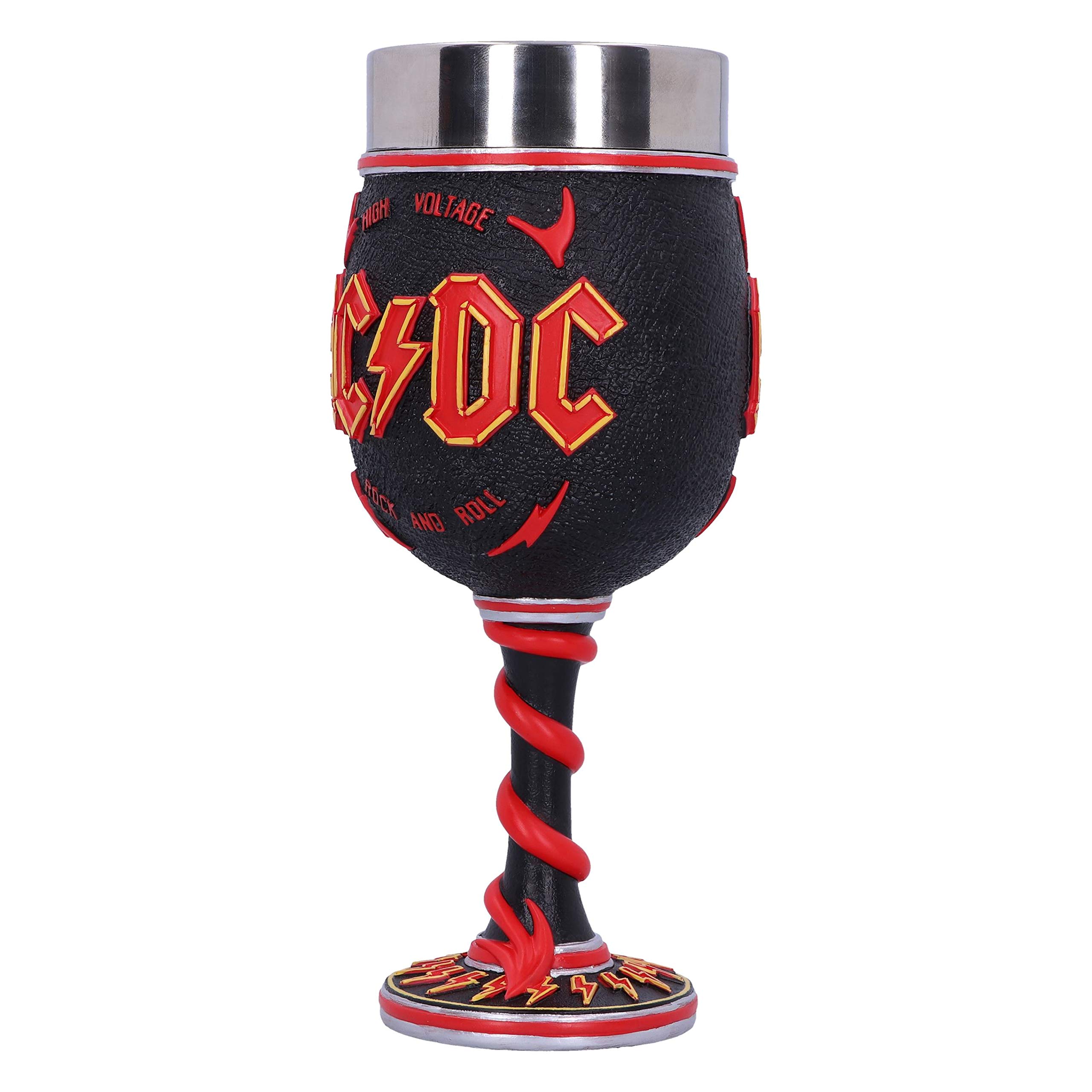 Amazon.com | Nemesis Now AC/DC High Voltage Rock and Roll Goblet Lighting  Horns Wine Glass, Black: Goblets & Chalices