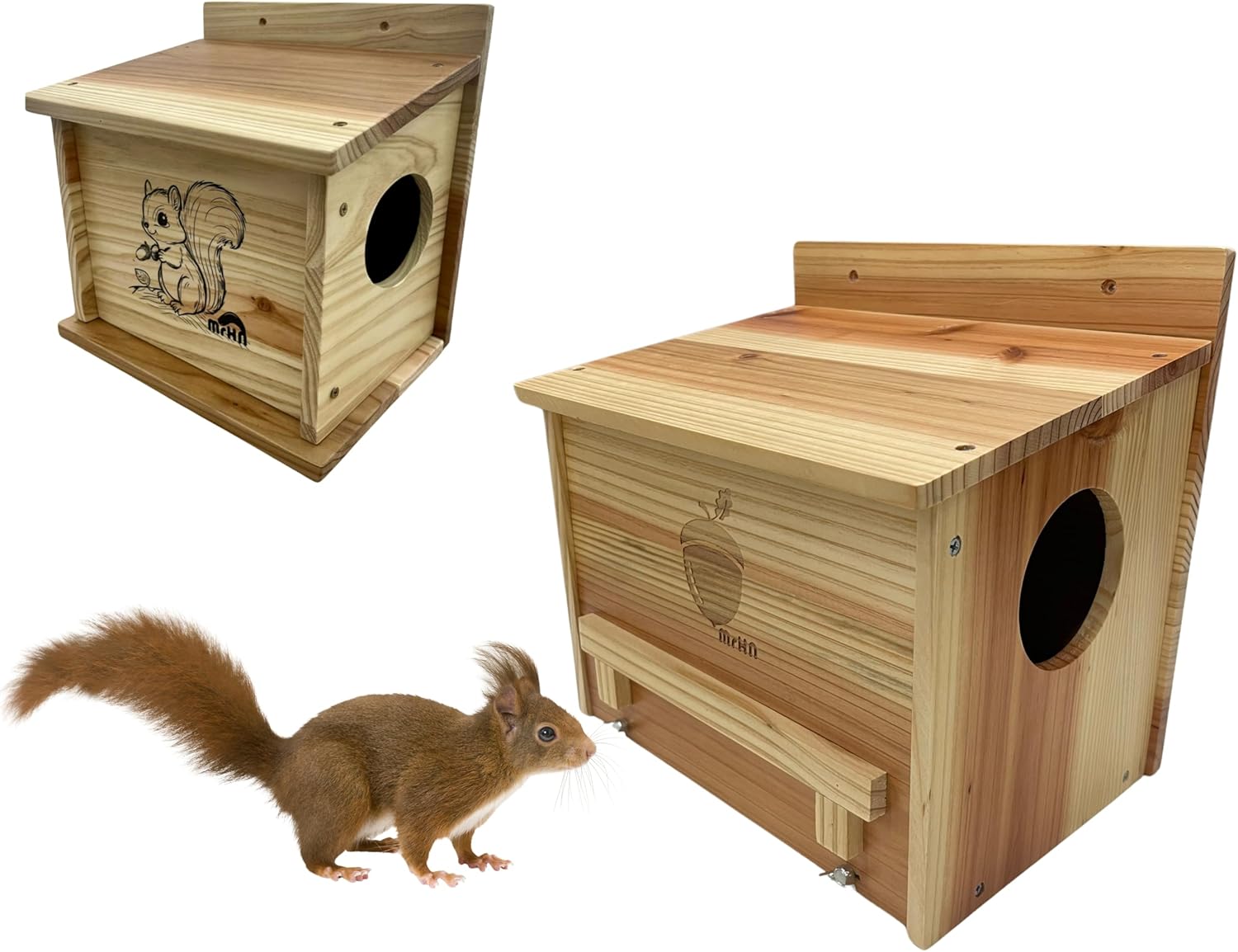 MrHN Squirrel House - Squirrel Houses for Outside Nesting, Squirrel Nesting Box, Squirrel Boxes for Outside, Chipmunk Houses for Outside MrHN Single Acorn