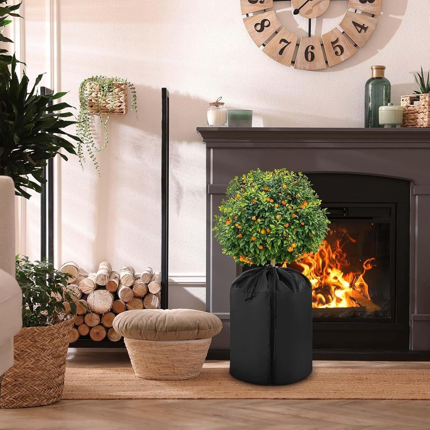 2-pcs Potting Heat Protectors Winter Plant Cover, with Drawstring and Zipper, Year-Round Potted Plant Protection(45x50cm)