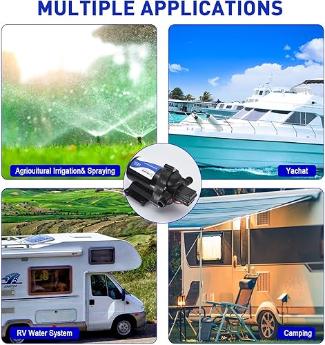 Miniatura 6 de Bomba de transferencia de agua autocebante de 110 V CA, bomba de refuerzo de alta presión 4GPM 45PSI, bomba de riego de jardín de diafragma de acero