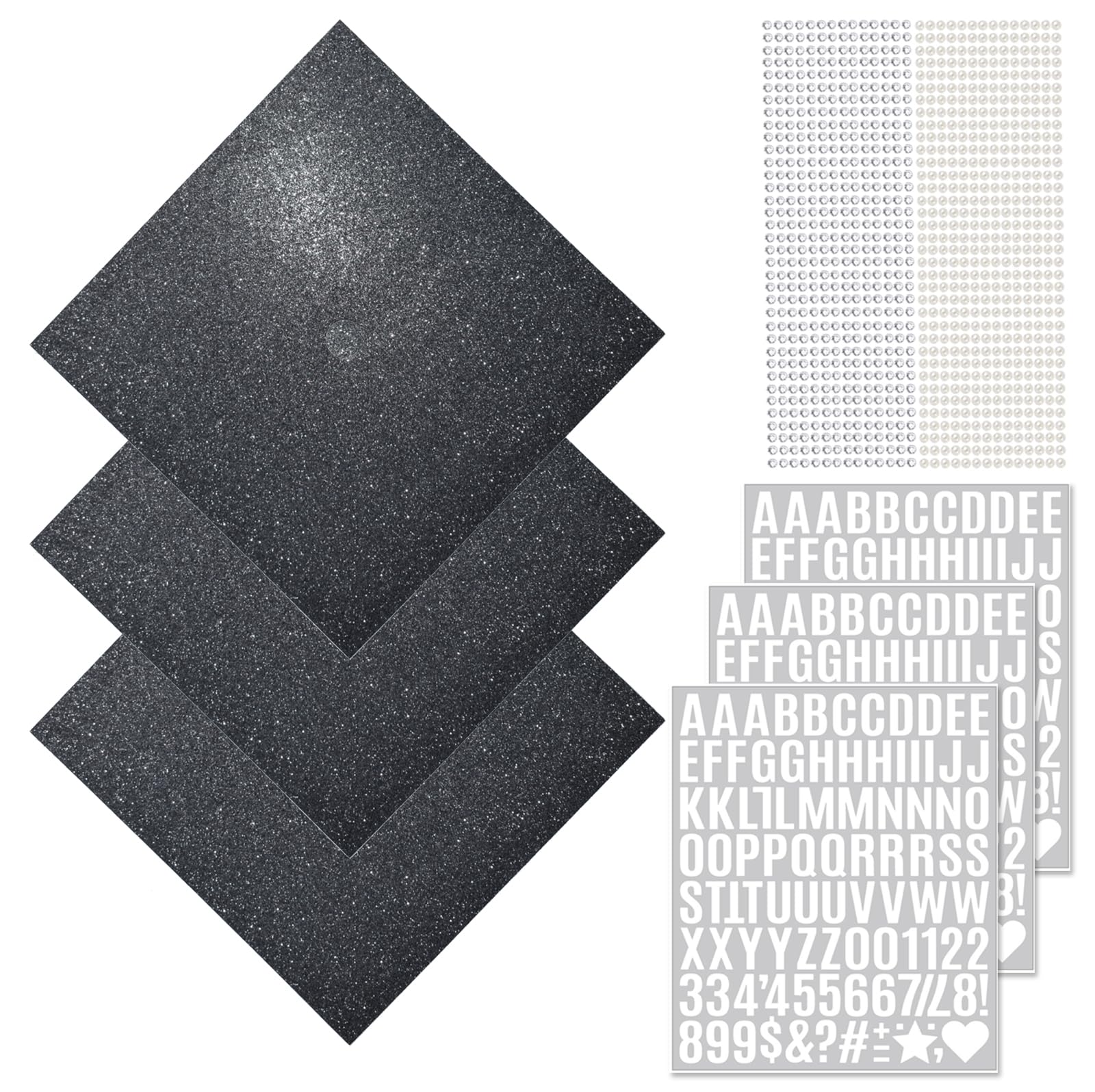 Photo 1 of **NO LETTER**Graduation Cap Decorations - Glitter Paper, Letter Stickers, Self Adhesive Pearl and Diamond Strips for Grad Cap Topper, Black