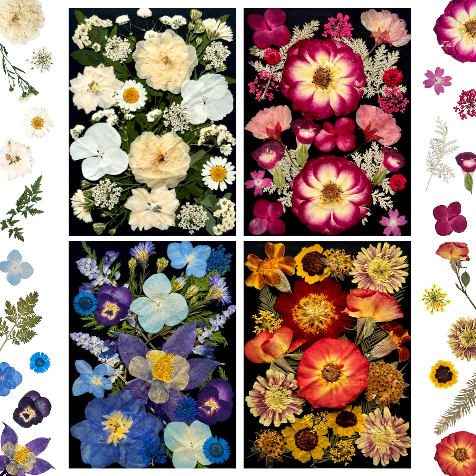 92Pcs Pressed Dried Flowers for Resin, Real Assorted Natural Bulk Dry Floral Leaves for DIY Art Crafts, Epoxy Molds, Jewelry, Soap, Candle Making, Nails Decors