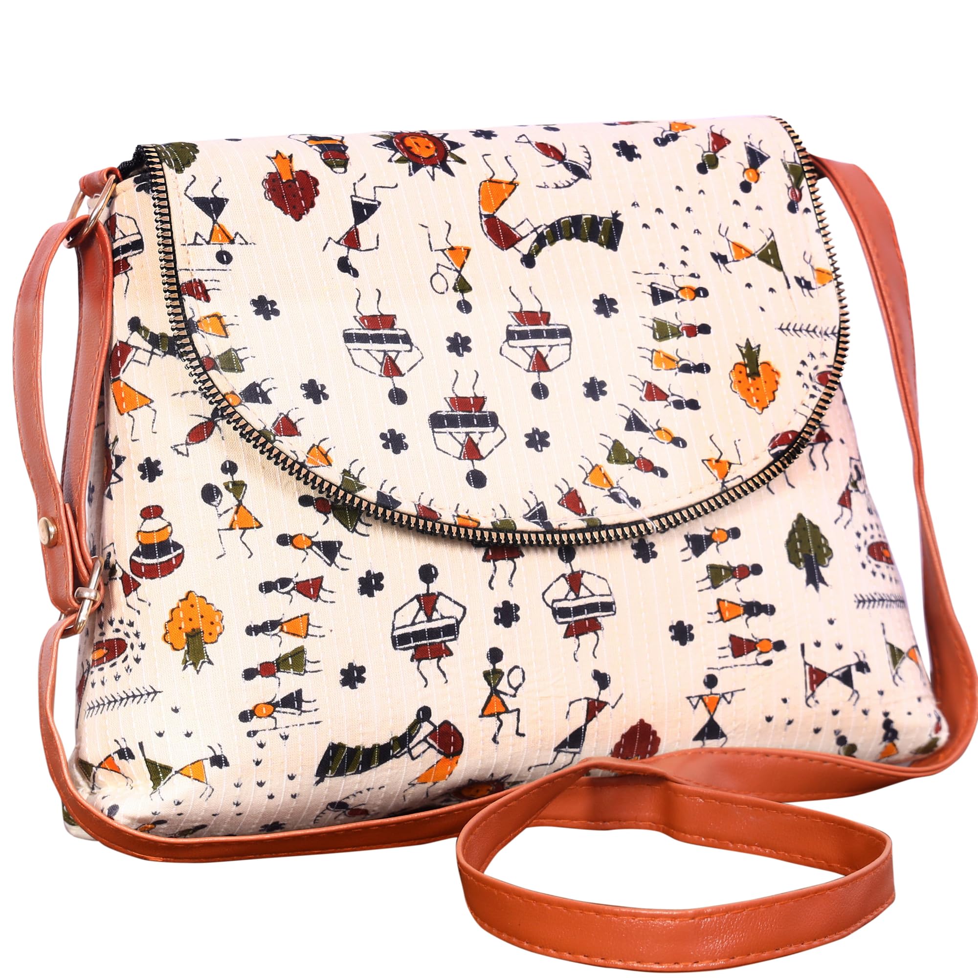 VIKACRAFT Sling Bags for Women, Ladies Side Bag for Women Stylish Printed Multicolor Cross Body Bag Casual Party Bag Ladies Purse with Adjustable Strap Shoulder Bag - Cream - 25x21 CM (B0DC528X6N) Amazon Price History, Amazon Price Tracker
