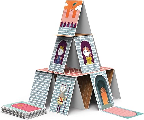 Miniatura 2 de Clementoni 16241, Sapientino, Castelli di Carte, Juego educativo de 6 años con azulejos ilustrados, naipes infantiles para crear castillos