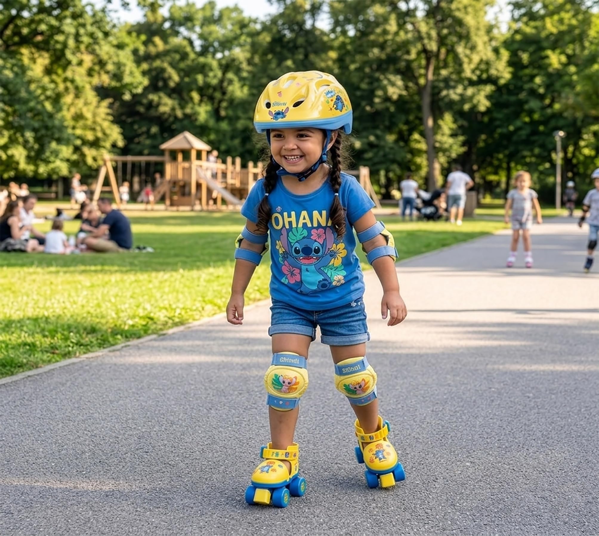 Mondo Toys 28832 - Patines de Ruedas Ajustables Stitch Disney para niños, Tallas 22 a 29, Juego Completo con Bolsa Transparente, Coderas y Rodilleras — view 3