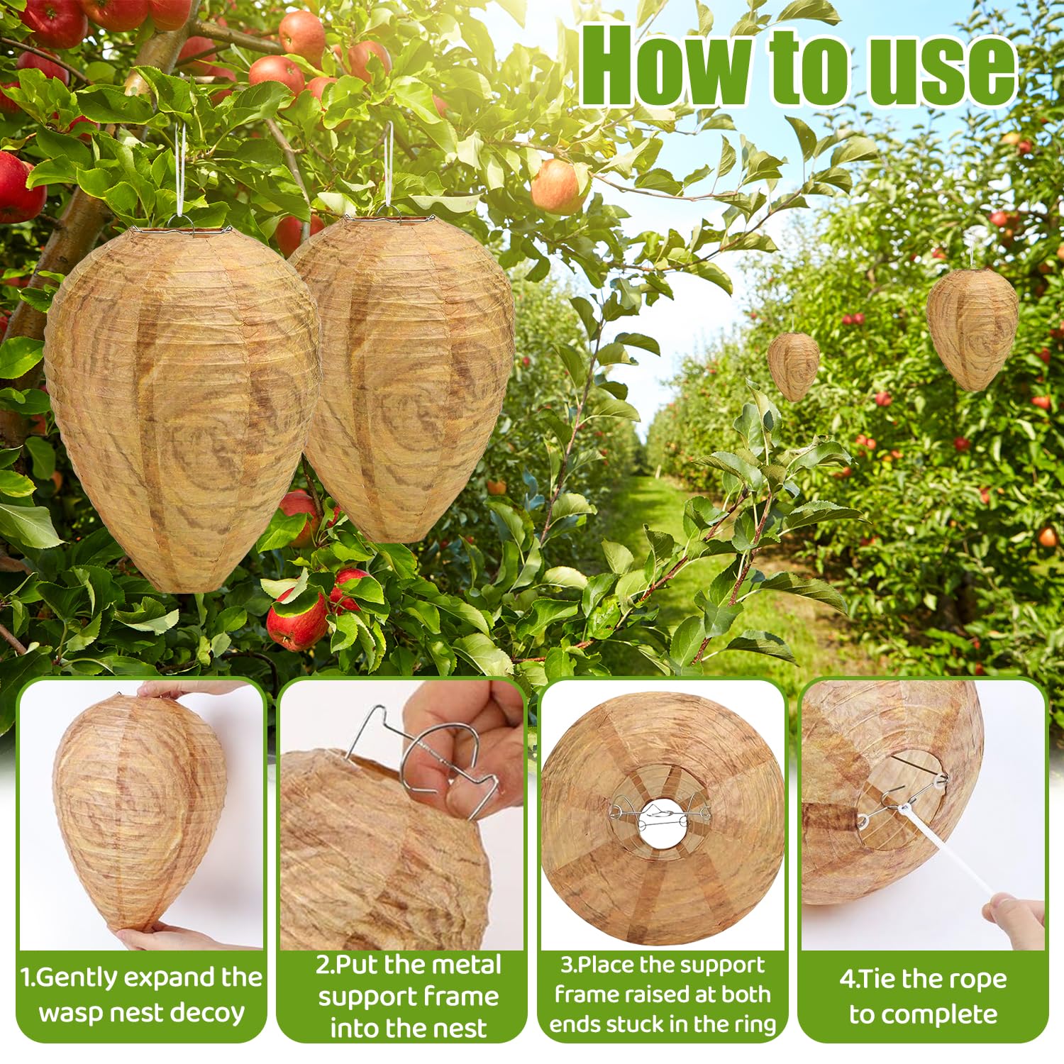 Nido de Avispas, 8 Piezas Nido de Avispas Señuelo, Colgar Nido de Avispas Falsas, Impermeable Trampa Avispas Exterior, Nidos de Avispas Artificiales, para Hogares y Jardines al Aire Libre — view 4