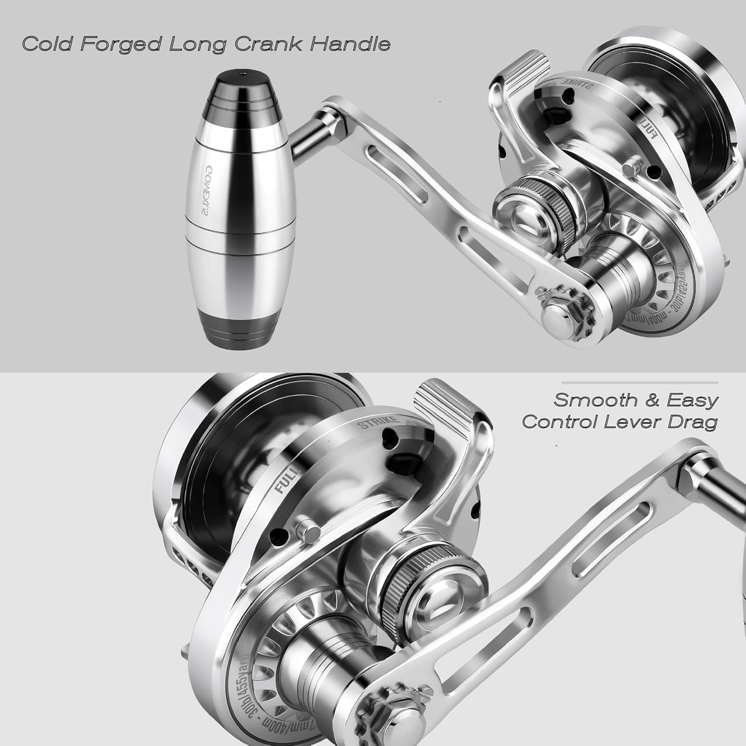 GOMEXUS Slow Pitch Jigging Reel LS20 CNC All Aircraft Grade Aluminum Body Lever Drag Conventional Reels