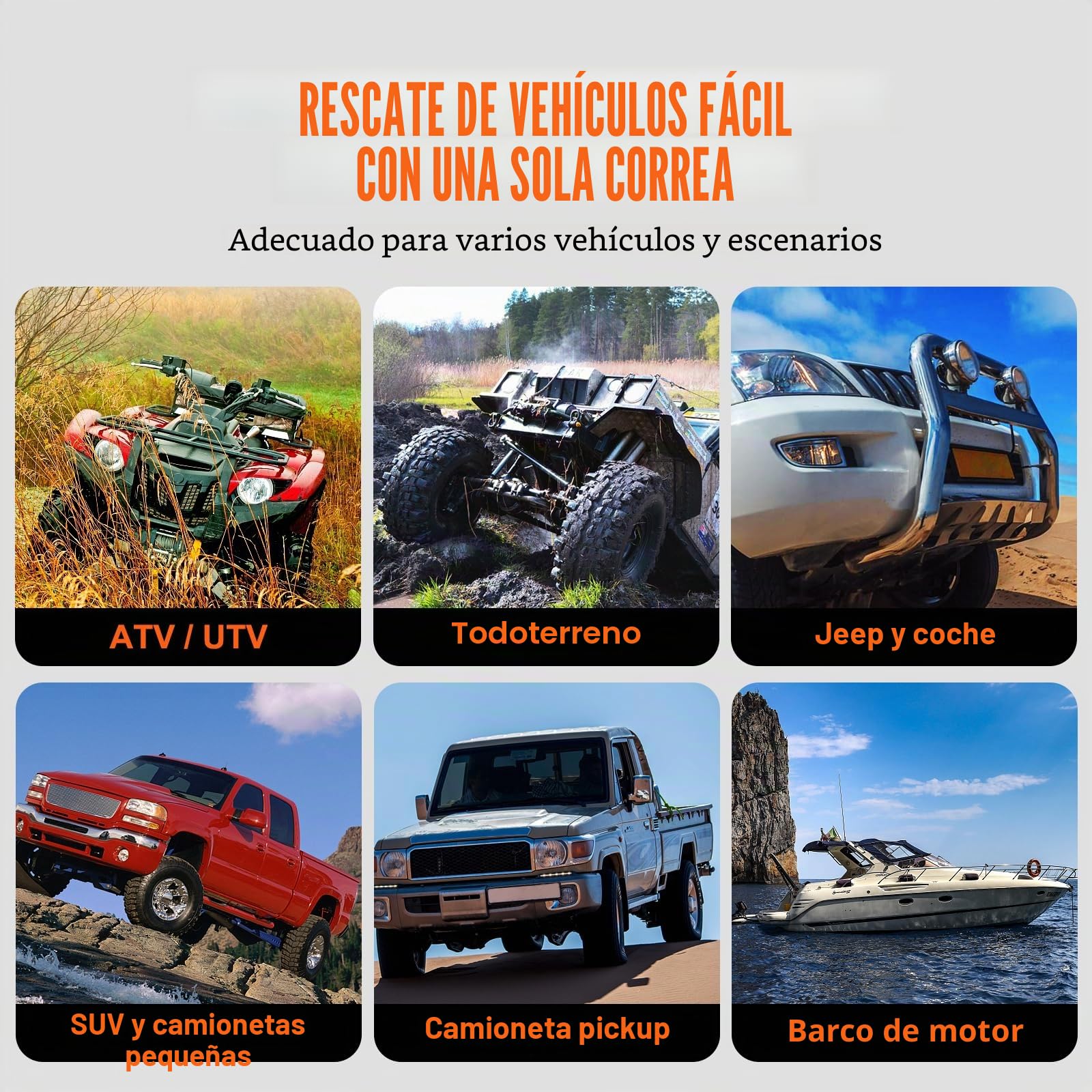 VEVOR Cuerda de Remolque de recuperación cinética de 7/8 Pulgadas x 20 pies, 30 Libras, Correa de Arranque Todoterreno Resistente, 30% de Elasticidad, Correa de Arranque de energía para Jeep, Coche,