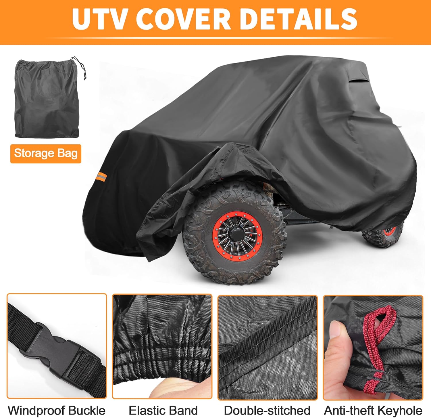 X AUTOHAUX UTV Cover for Kawasaki Teryx 2 Seaters Waterproof Side by Side Cover for Kawasaki Teryx S LE Outdoor Cover Sun Rain Protection 210D-PU Oxford Cloth Black