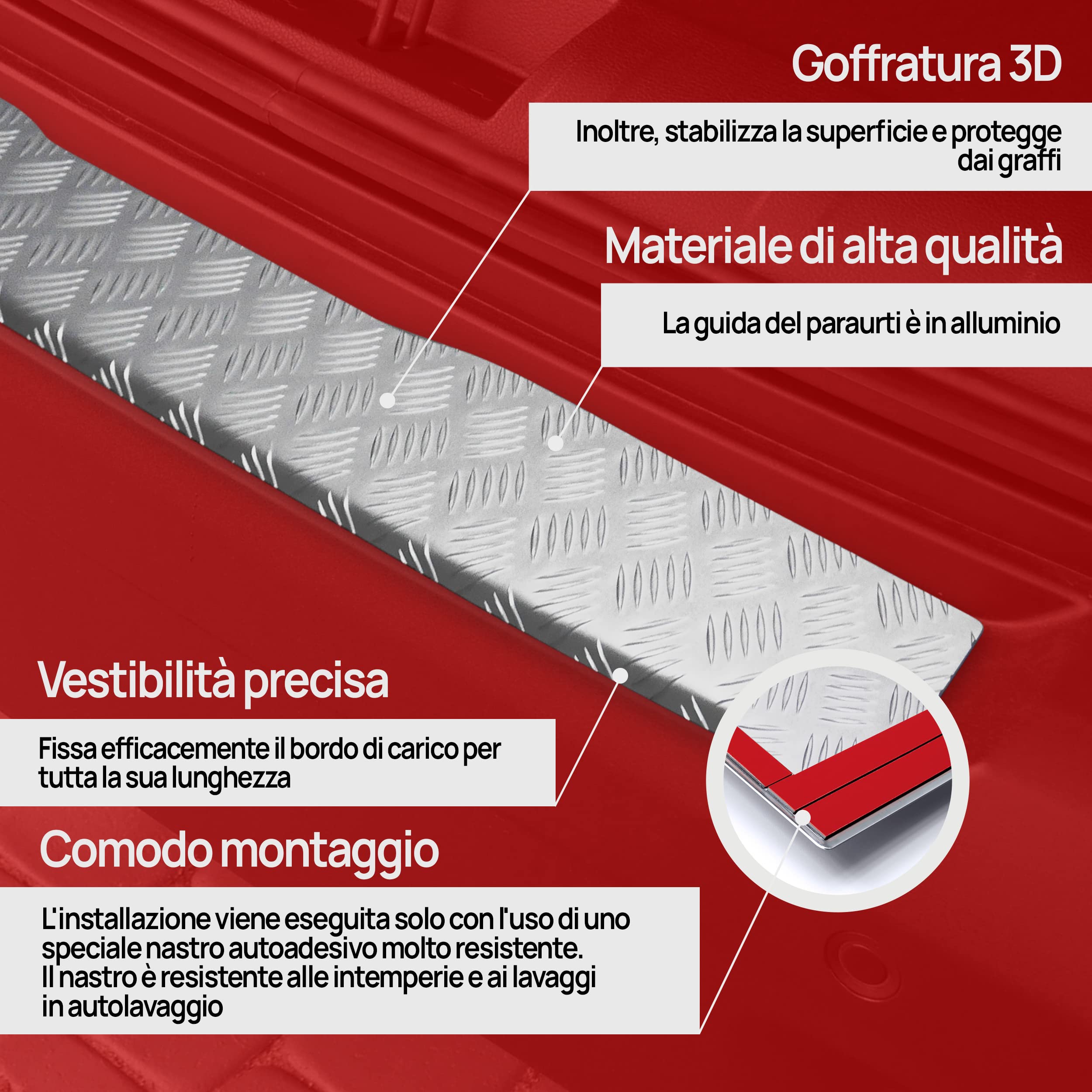 CHROMEMASTER | Protezione paraurti | Compatibile con Mercedes Vito V-Class W447 2014 ; alluminio scanalato; la nostra striscia protettiva protegge il paraurti posteriore dai graffi