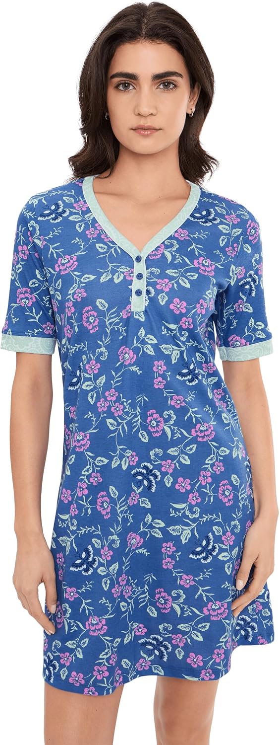 Karen Neuburger Women's Henley Elbow Length Sleeve Sleepshirt