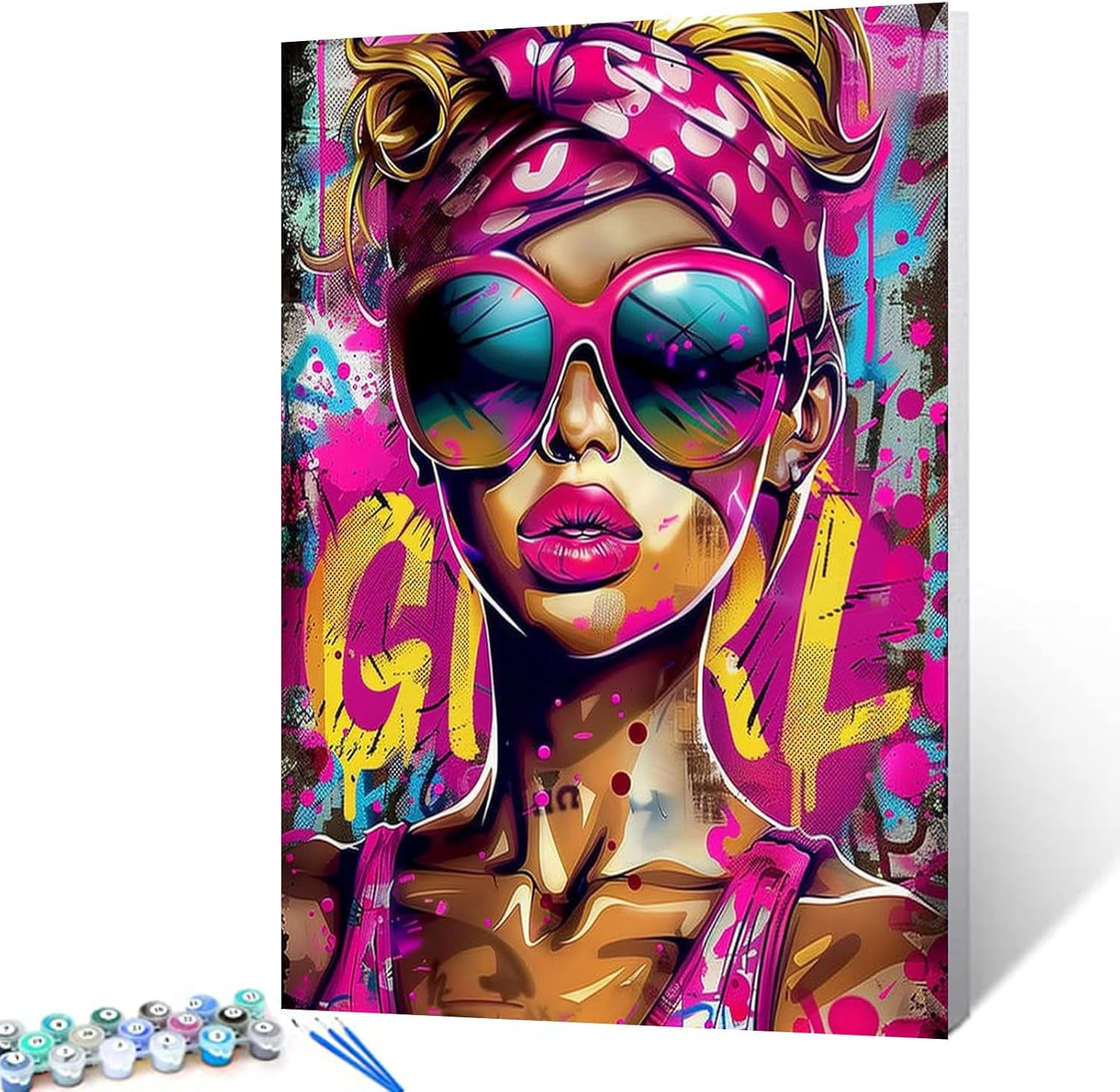 American Style Girl Painting by Numbers for Adults and Beginner Fashion Girl Picture Paint by Numbers on Canvas Easy to Painting with Brushes and Acrylic Pigment for Home Wall Decor With Frame