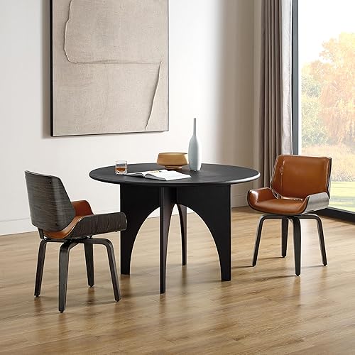 Art Leon Juego de 2 sillas de comedor giratorias, modernas de mediados de siglo, sillas de comedor de cocina y comedor, silla decorativa de piel