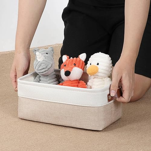 Miniatura 5 de DULLEMELO Cestas de almacenamiento pequeñas, cestas de almacenamiento para organizar, cestas rectangulares plegables de tela para estantes,