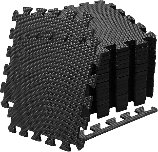 PINGEUI 18 Pcs 30 x 30 cm Foam Mats, Interlocking Non-Slip Floor Mats, Soft Foam Puzzle Mat for Gym, Workout, Exercise, Yoga, Play Area (Black)