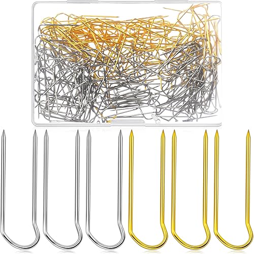 Miniatura 9 de MTLEE 200 horquillas para acolchar, coser en forma de U, pasadores de costura de acero inoxidable de 0.9 pulgadas de largo, doble costura, bloqueo
