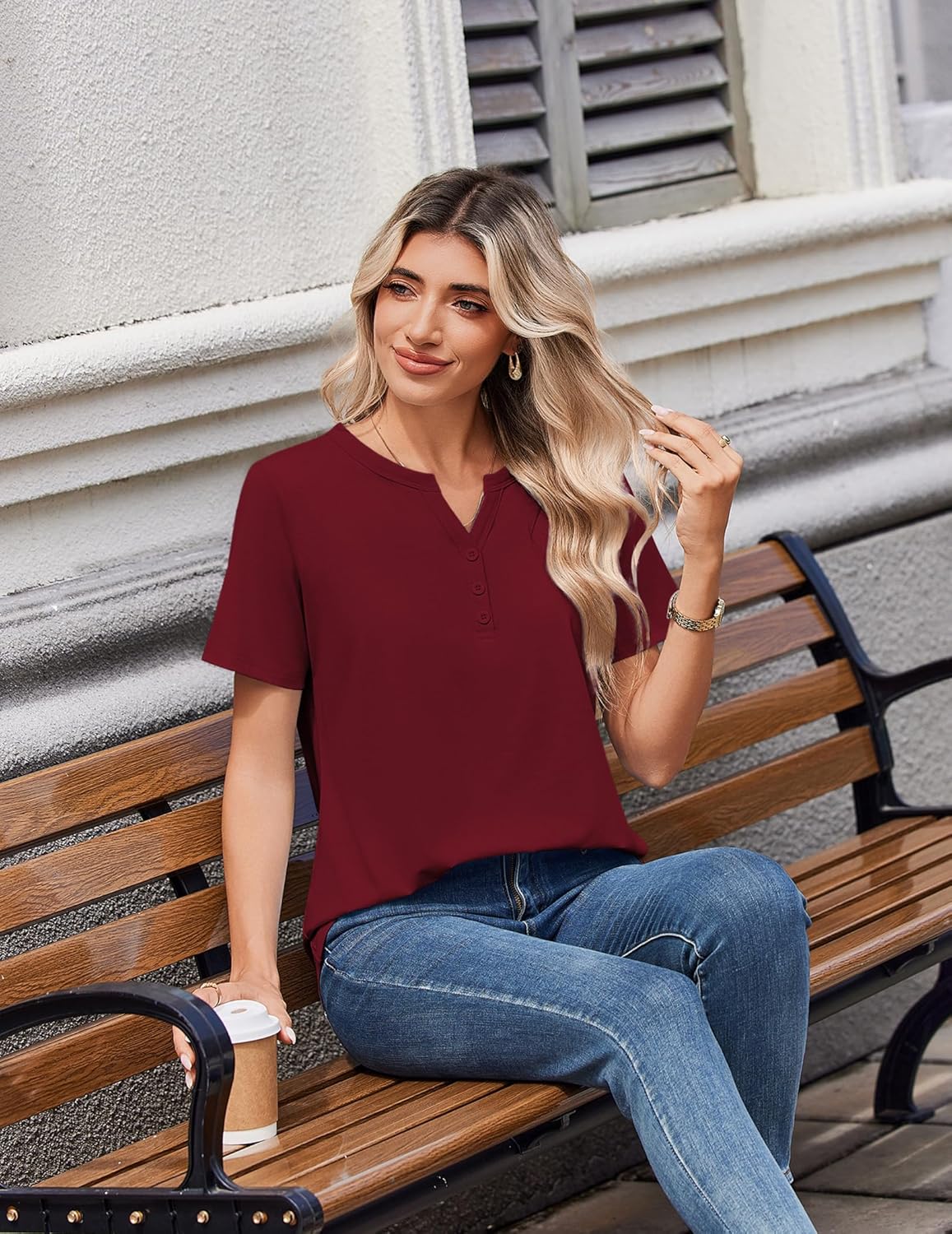 Zeagoo Womens Summer Tops V Neck Short Sleeve Shirts Dressy Casual Blouse Spring Vacation Tshirts Clothes - Image 5