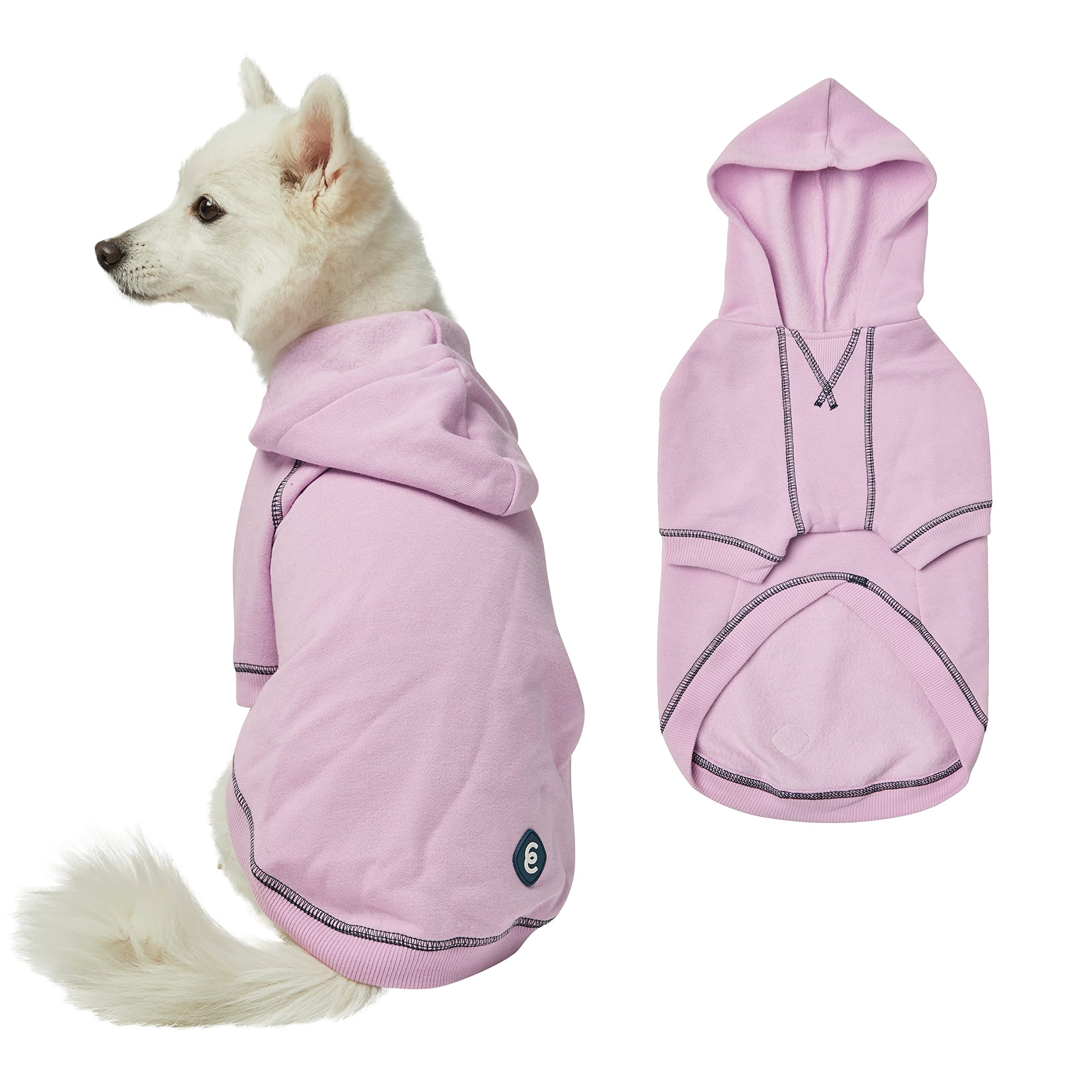 Blueberry Pet Essentials Dog Hoodie – 16 inch, Cotton‑Blend Sweatshirt with Hood, Pink Lilac, Machine‑Washable Small‑Dog Jersey