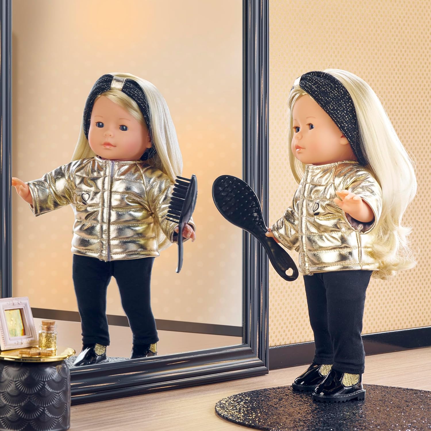 Couture Outfit Set, 5-Piece Black/Gold Outfit Set for All 36 cm MaCorolle Dressing Dolls, from 3 Years