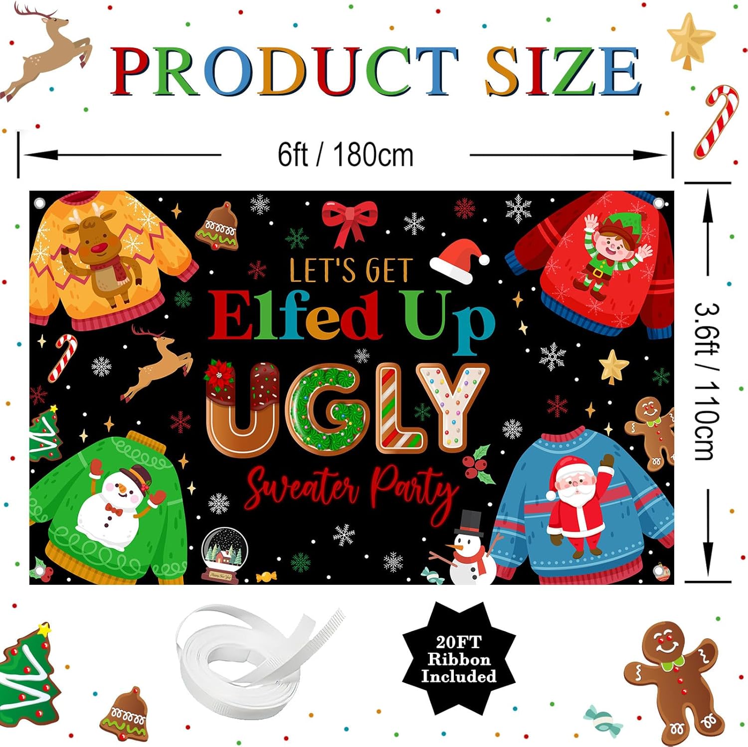 Ugly Sweater Christmas Party Decorations Ugly Sweater Backdrop Friendsmas Party Decorations
