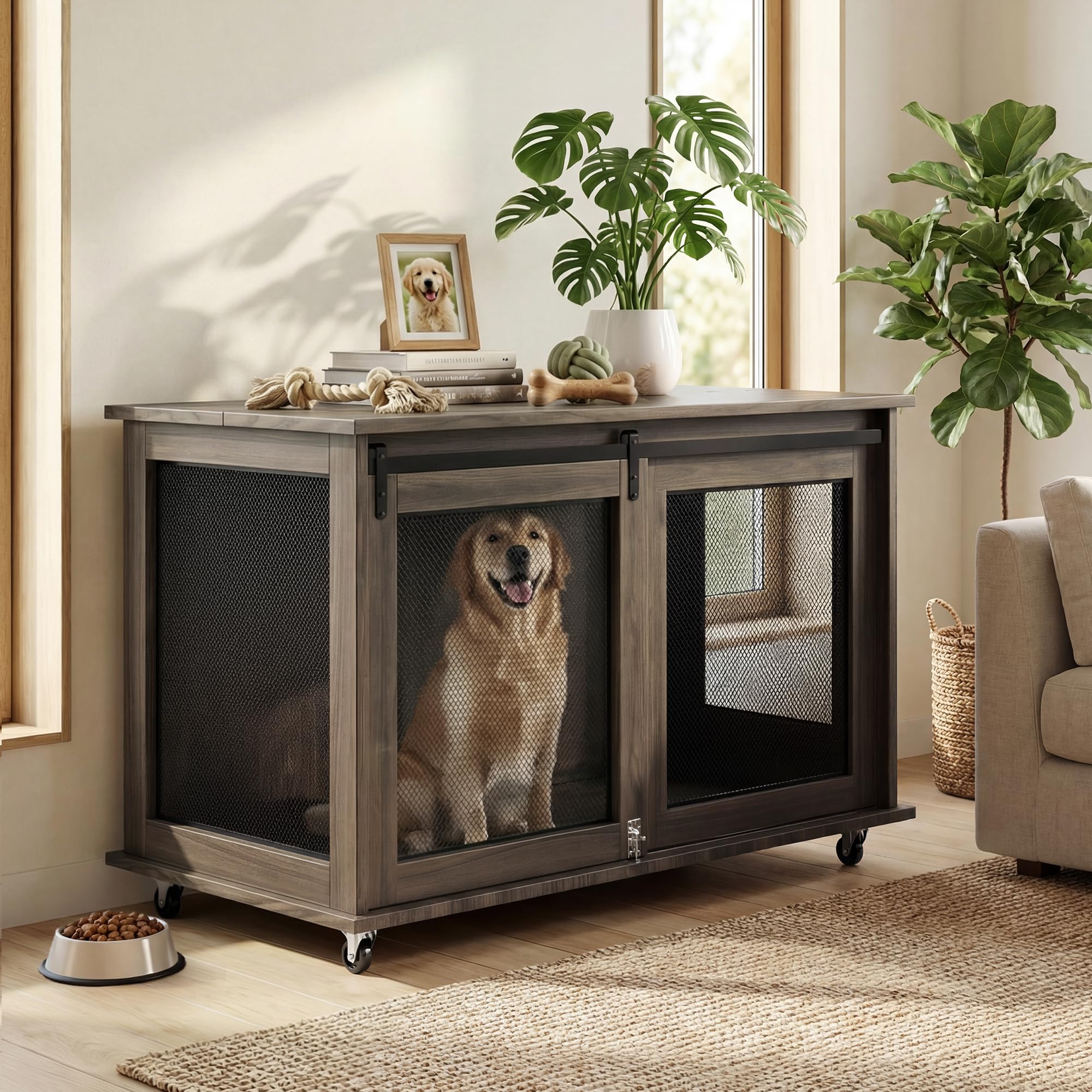 Amazon.com: LINLUX 47 Inch XL Dog Crate Furniture, Wooden Heavy