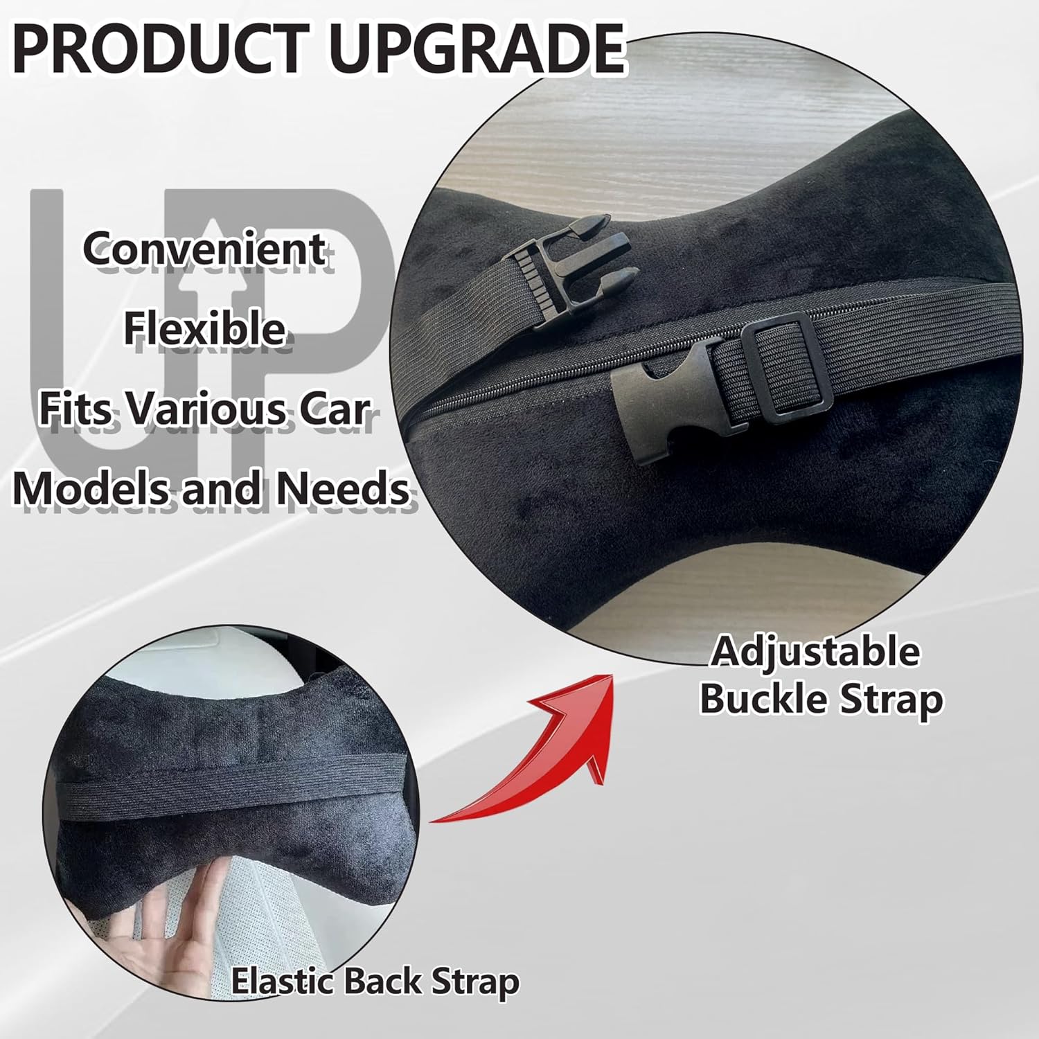 Car Headrest Pillow 2PCS Plush Bear ＆ Bunny Car Seat Headrest Pillow - Memory Foam Neck Support Cushions for Comfortable Driving, Easy Install & Washable (Black)