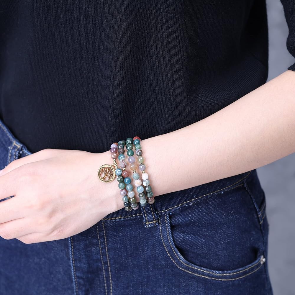 Collana Mala 108 Grani COAI - Pietra Lavica E Occhio Di Tigre, Bracciale Japamala Unisex Per Yoga E Meditazione - Foto 10