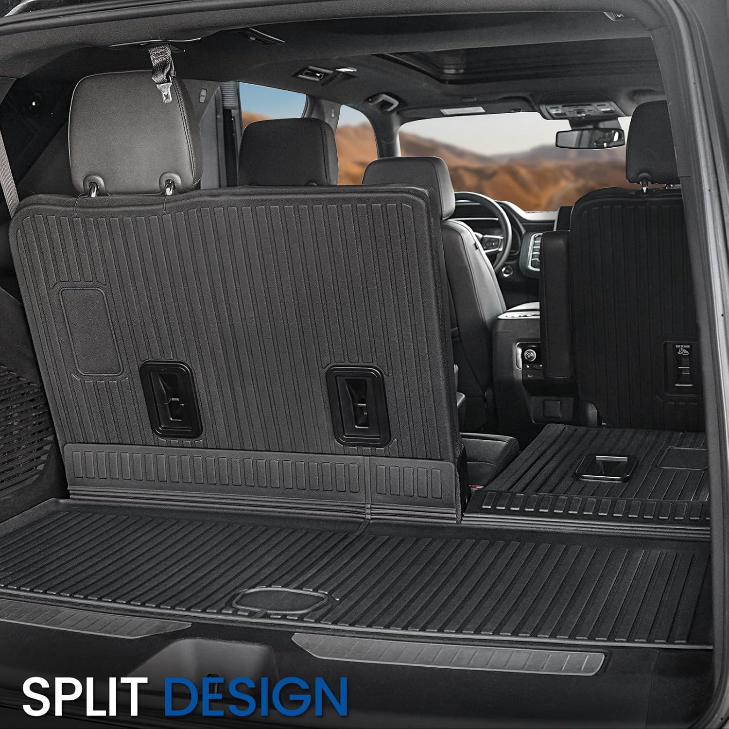 Floor Mats Set for 2021-2025 2026 Chevrolet Chevy Tahoe/GMC Yukon 7 Seat Bucket Seat Accessories(Not for Yukon XL), All Weather TPE Cargo Mat Liner Backrest Mat Door Sill Protectors