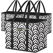 BALEINE 3Pk Reusable Grocery Bags, Foldable Shopping Bags for Groceries with Reinforced Bottom & Handles Honeysuckle