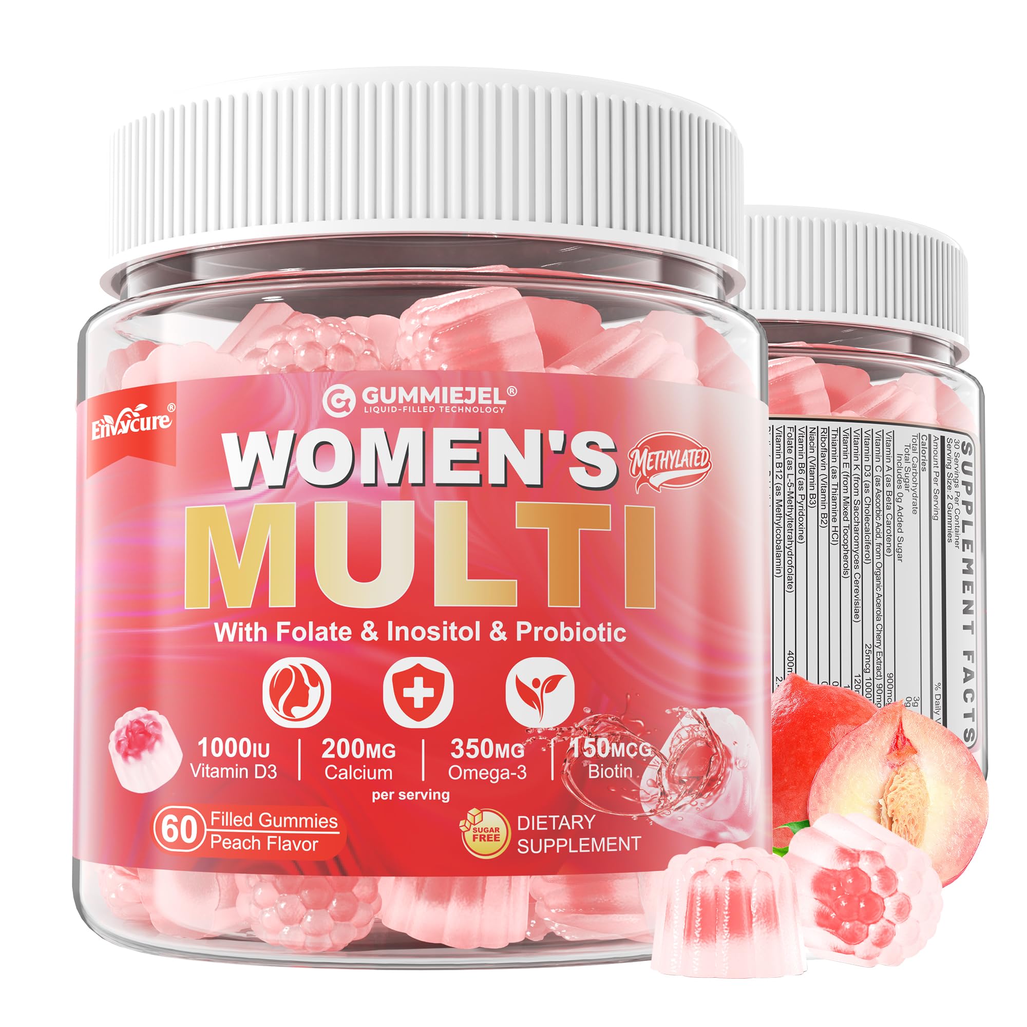Women's Multivitamin Gummies-Methylated Multivitamin for Women with Omega-3 60 Count (Pack of 1)
