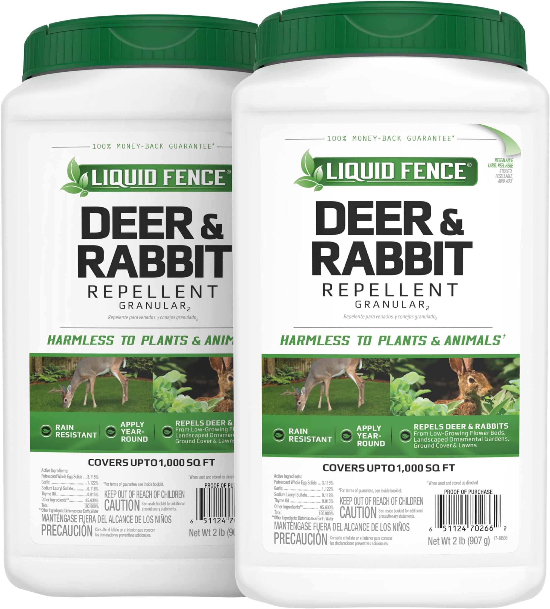 Deer And Rabbit Repellent Granular 2 Pounds, Apply Year-Round, 2 Pack