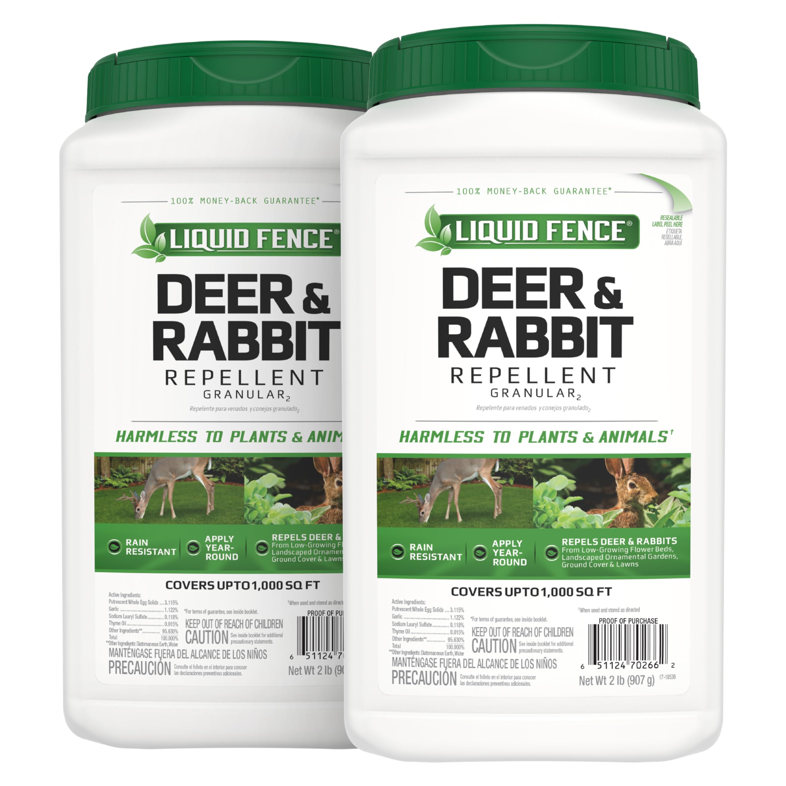 Liquid Fence Deer And Rabbit Repellent Granular 2 Pounds, Apply Year-Round, 2 Pack