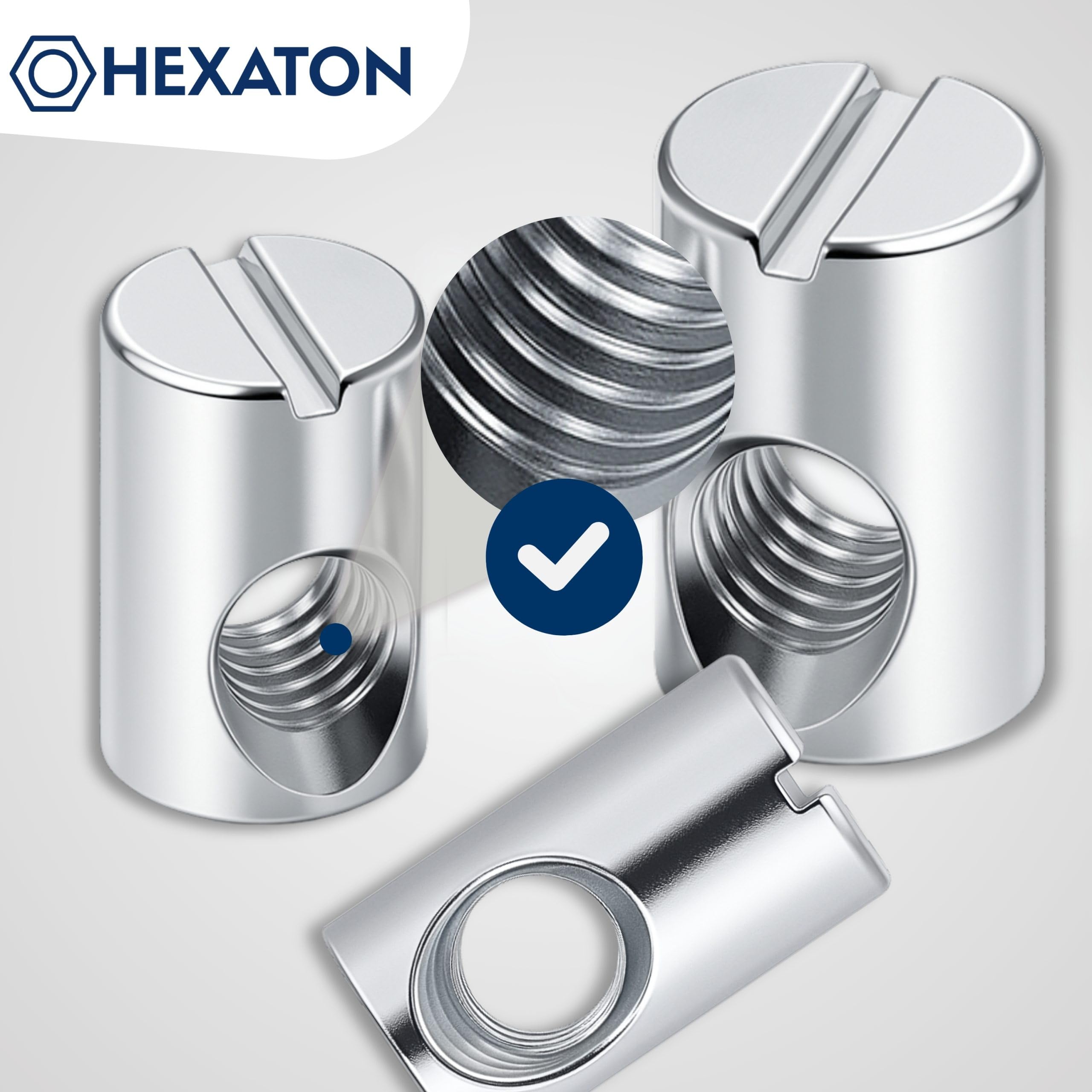 HEXATON Tuercas Pernos de Barril Tuercas Cilíndricas Asimétrica M6 x 10 x 13 mm - 50 Piezas - Acero cincado