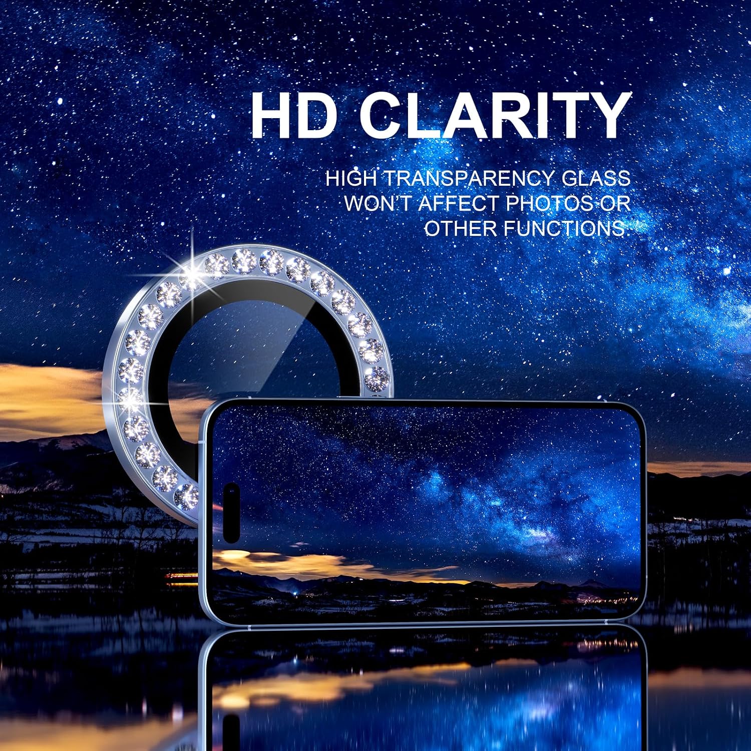 Choiche for iPhone 17 Camera Lens Protector Bling, Diamond-Blue image 5