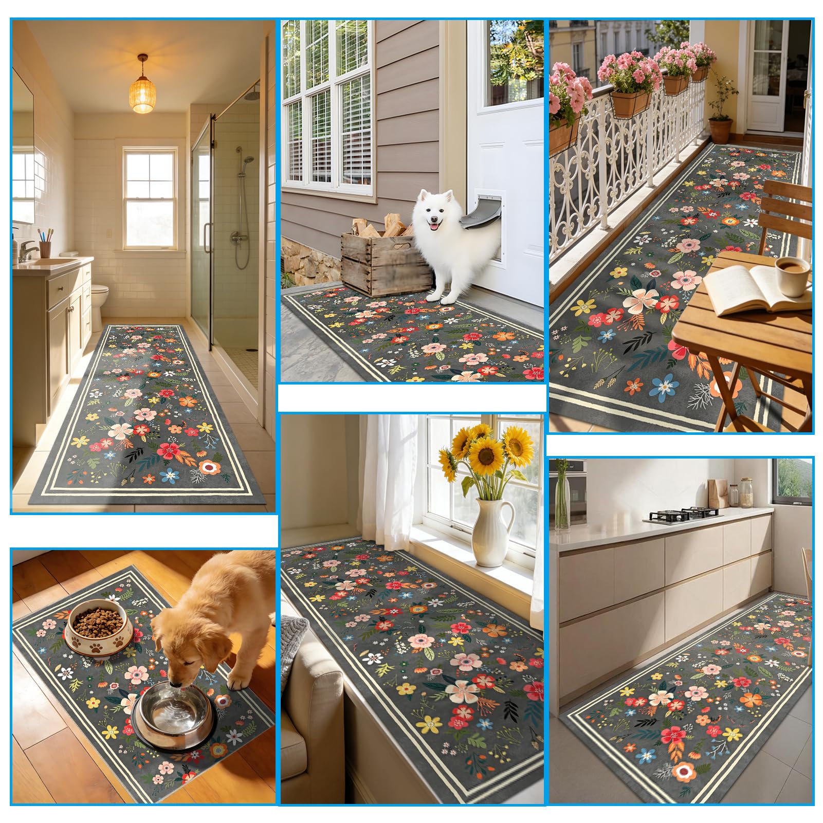 Tapis de Couloir Long, Tapis pour Cuisine Devant évier 110 x 250 cm