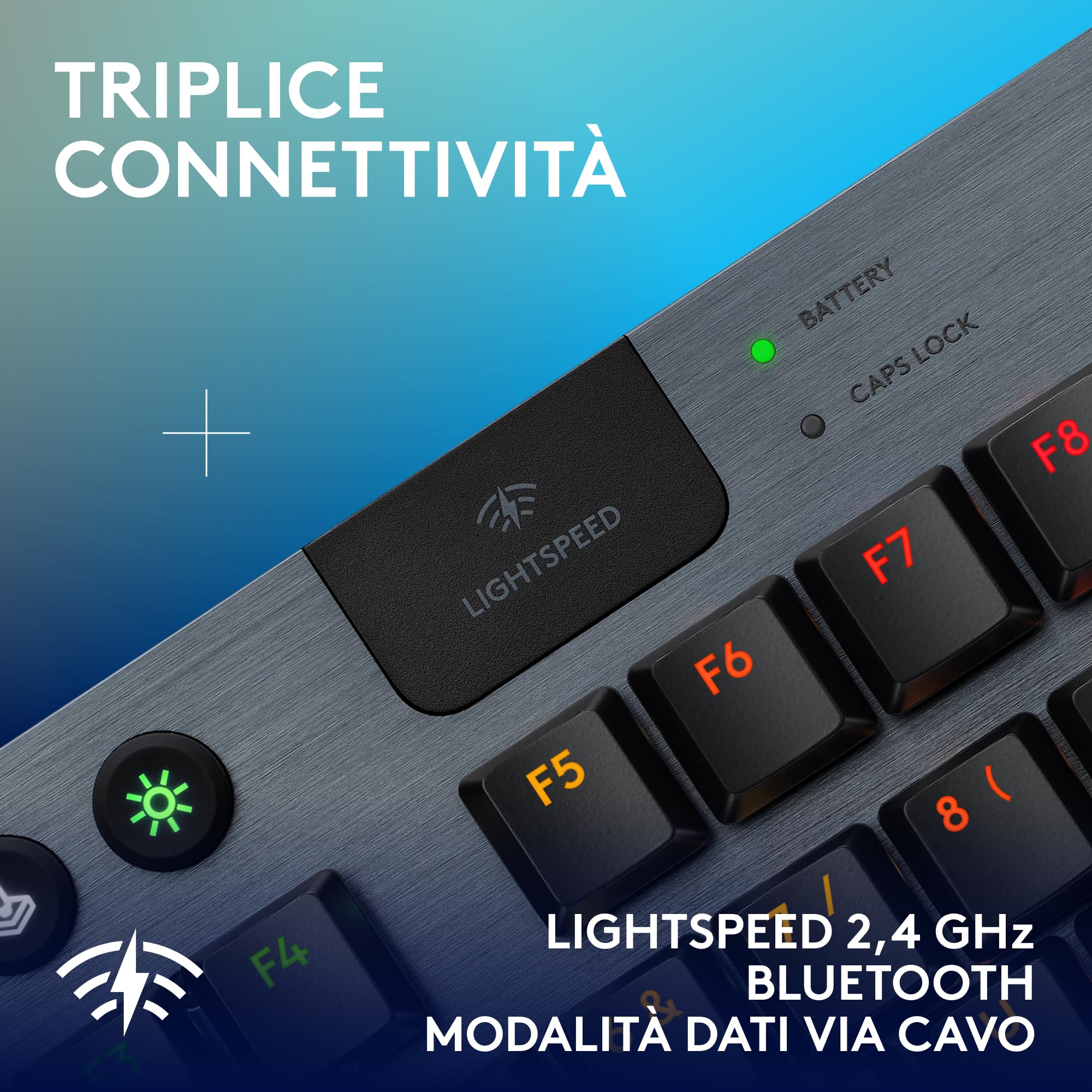 Logitech G G915 X LIGHTSPEED TKL Tastiera gaming wireless a profilo ribassato, copritasti in PBT bicomponente, tasti completamente programmabili, GL Brown Tactile - PC/Mac, ITA QWERTY Layout - Nero