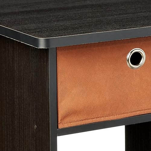 Miniatura 225 de Furinno - Colección Dario - Mesa auxiliar / mesita de arrime / mesita de noche / mesita de luz con cajón, paquete de 1, color expreso/marrón