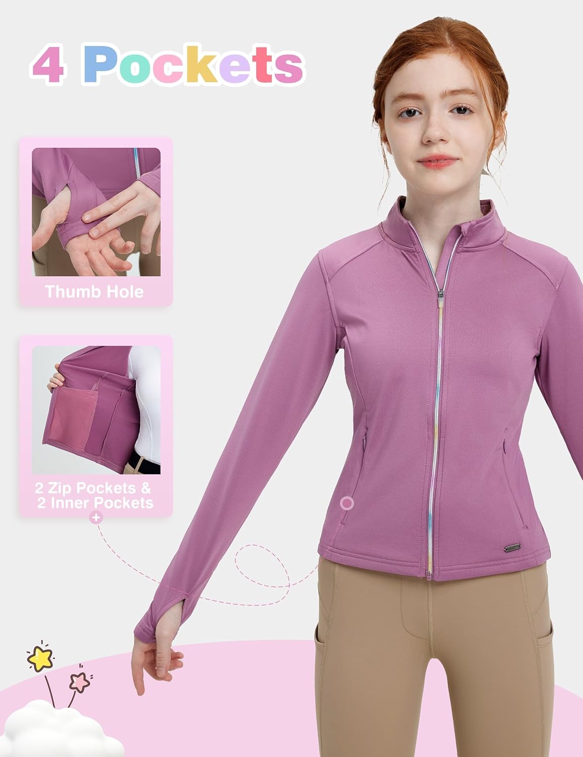 FitsT4 Sports Girls Fleece Equestrian Shirt Horse Riding Jacket Fall Winter Warm Horseback Riding Shirts Athletic Outwear - Image 5