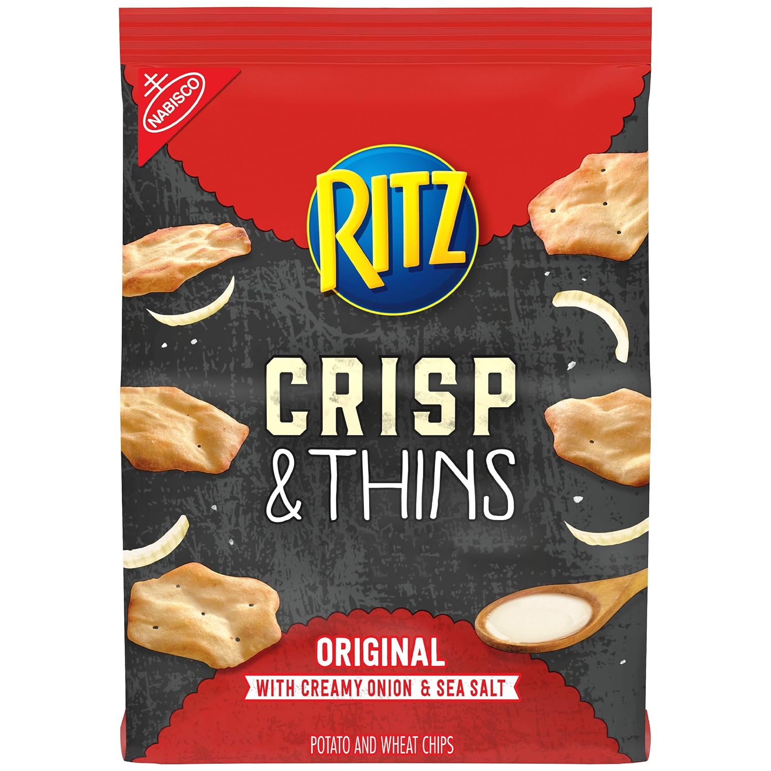 RITZ Crisp and Thins Original with Creamy Onion and Sea Salt, 7.1 oz